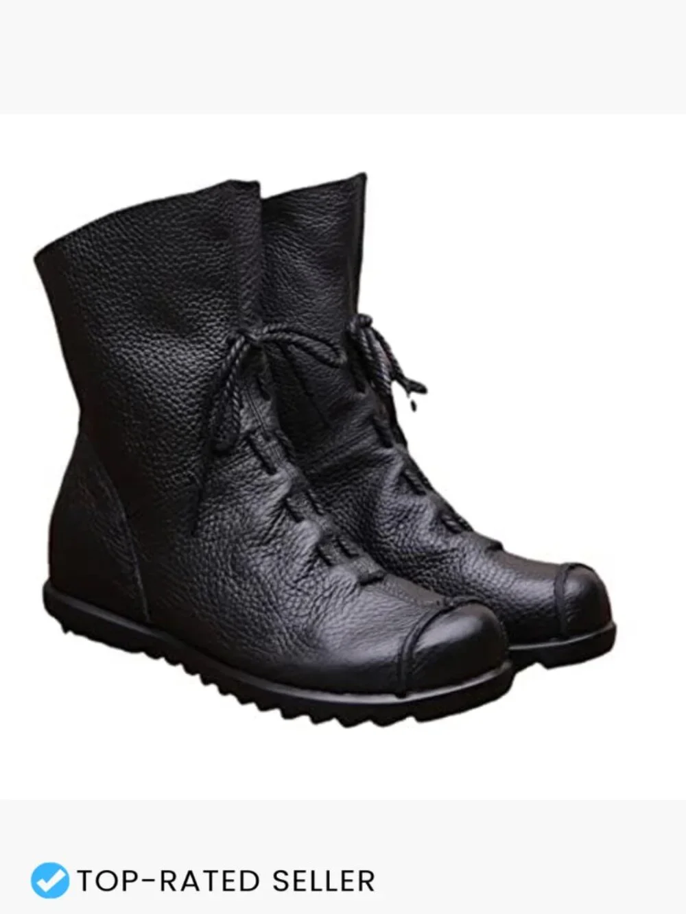Genuine Leather Ankle Boots Handmade Historical Renaissance Style Lace Up Wedge